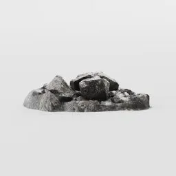 Low-poly 3D rock pile model with realistic PBR textures, optimal for Blender landscape rendering.