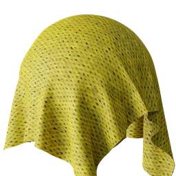 High-resolution PBR yellow wool texture with detailed interlacing pattern for 3D Blender fabric material.