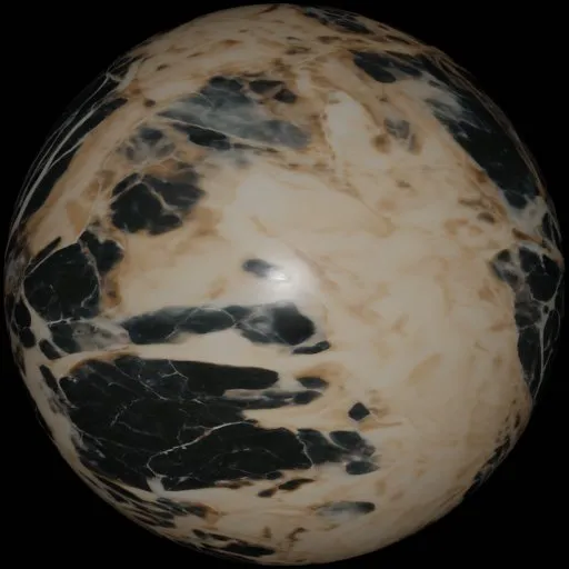 Detailed green marble PBR texture with glossy finish for 3D Blender material library, showcasing natural elegance and luxury.