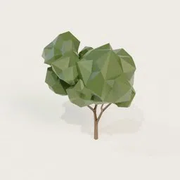 3D Blender model of a stylized low poly tree with geometric foliage for digital design and animation.
