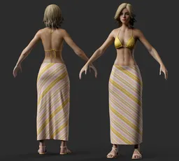 Striped Satin Midi Skirt – Female Outfit