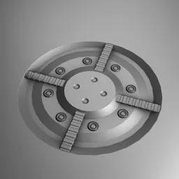 "Discover the Sci-Fi Decal 044 - Circular Inset, a 3D model made with Blender 3D and created using Decal Machine. This monochrome metal plate features overlapping layers, flying machinery, and a circular design. Perfect for adding a touch of high-tech to your sci-fi scenes!"