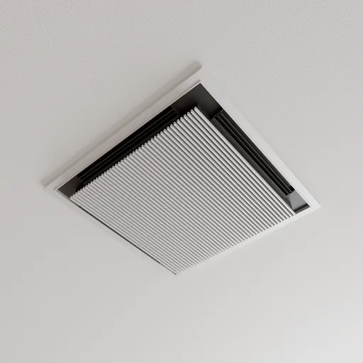 Detailed 3D model of a ceiling-mounted air conditioner with vents, perfect for Blender rendering.