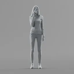 Lowpoly Female eats a burger