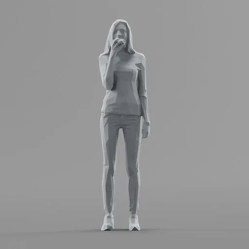 Lowpoly Female eats a burger