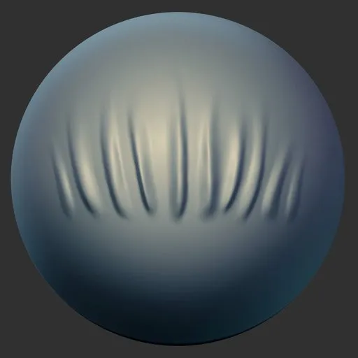 Blender 3D sculpting brush tool for creating detailed fabric wrinkles and seam textures on 3D models.