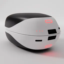"Rechargeable Hand Warmer 3D Model for Blender 3D: A sleek, white and black computer mouse with red lights, inspired by Charles Hinman and designed for industrial-exteriors. This AI-generated model also features additional elements such as a hydrogen fuel cell vehicle, shield sunglasses, and a glowing white owl, showcasing its uniqueness. Perfect for adding realism and detail to your Blender 3D projects."