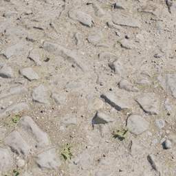 "Stony surface 3D model for Blender 3D featuring photogrammetric texture, cobblestone road, and footprints. Trending on Unreal Engine 5 and found in the ruins of Pompeii, this 8k model is perfect for landscape scenes."