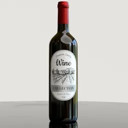 High-detail Blender 3D render of a 750ml wine bottle, optimized for photorealistic visualization and virtual staging.