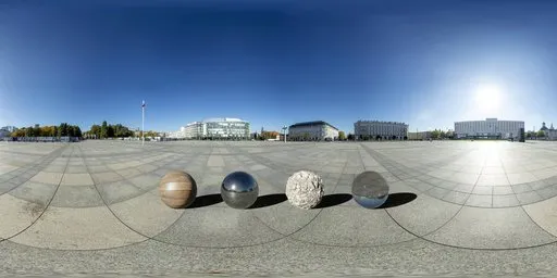 Sunny Piłsudski Square HDR image with realistic shadows for lighting 3D scenes, captured with ND filter and multi-exposure.