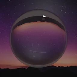 High-quality PBR glass material for Blender 3D rendering against a starry twilight sky background.