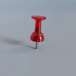 Detailed 3D rendering of a red pushpin, suitable for Blender graphic projects.