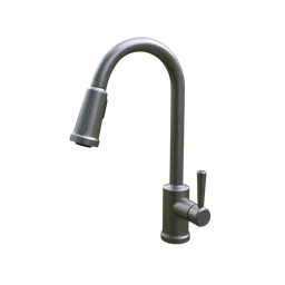 Detailed Blender 3D model of a modern, single-handle kitchen tap, high quality, isolated on transparent background.