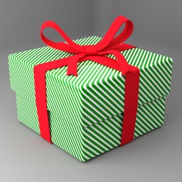 Green Christmas Gift Box Red Ribbon