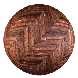 High-resolution PBR texture of aged Hungarian Point parquet flooring for realistic 3D rendering.