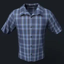 Blue Plaid Button-Up Short Sleeved Shirt