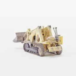 Highly detailed Blender 3D model of a small yellow bulldozer with realistic textures and construction features.