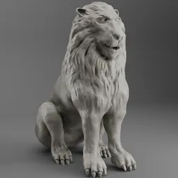 Lion Sitting Stone Roman Sculpture