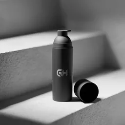 Matte Black Shampoo Bottle Scene