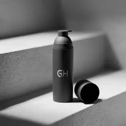 Matte Black Shampoo Bottle Scene