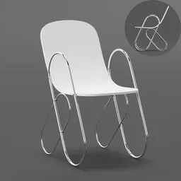 3D-rendered modern chair with paper clip-like legs, designed for use in Blender graphic projects.