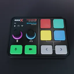Highly detailed 3D model of audio streamer control interface with customizable pads, designed for Blender.