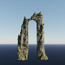 Green Moss Rock Arch Low Poly