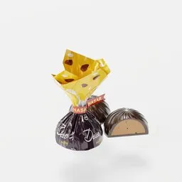 Detailed 3D-rendered chocolate candy model with realistic wrapper, ideal for Blender 3D artists.
