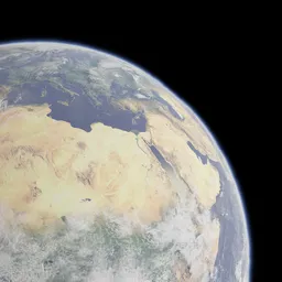 High-detail Blender 3D model of Earth, with realistic NASA-based textures and accurate scale, featuring atmospheric clouds and night lights.