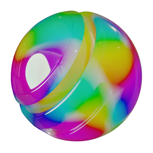Vibrant procedural rainbow glass material shader for Blender 3D, offering PBR versatility.