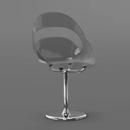 "Pluto Chair - Monochrome 3D model with a glass seat on a trendy metal base, inspired by Julian Hatton. Featuring Lumen global illumination, polished finish and anisotropic filtering. 2K textures included."
