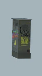 Detailed 3D model of a weathered electric box with graffiti, optimized for Blender rendering.