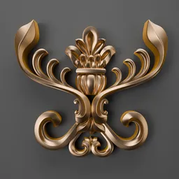 Intricate baroque-style 3D ornament model, ideal for classic architectural rendering in Blender.