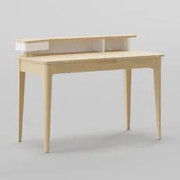 Scandinavian Wood Desk with Hutch