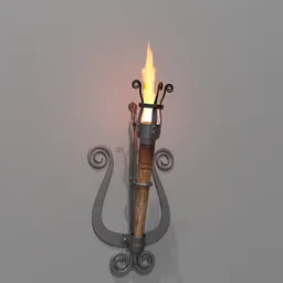 Old wrought iron oil wick torch