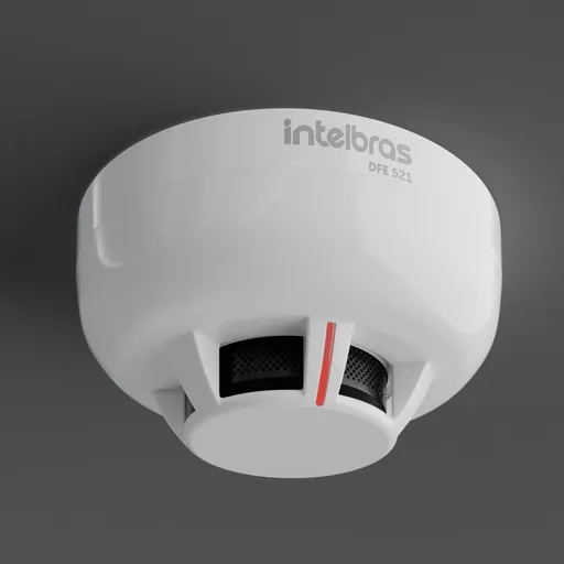 Detailed 3D model of a residential white smoke detector with LED for Blender rendering.