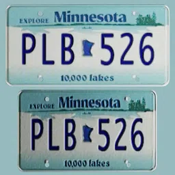 3D model of a Minnesota license plate for Blender, low-res texture, suitable for generic vehicle renders.