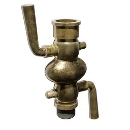 Detailed 3D model of a vintage double tap steam engine valve, compatible with Blender, ideal for construction visuals.