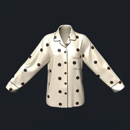 Polka Dot-Patterned Silk Pajama Top