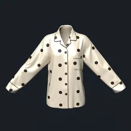 Polka Dot-Patterned Silk Pajama Top