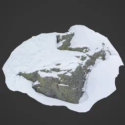Highly detailed snowy granite rock scan for Blender 3D, perfect for realistic environment rendering.