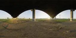 Under bridge panorama for realistic lighting and reflection in 3D scenes, showcasing dynamic range and shadows.