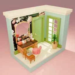 Stylized Makeup Room Diorama
