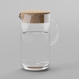 "3D model of an Ikea glass water jug with lid and cork lid. Perfect for Blender 3D software, this highly detailed container is inspired by artist Johan Lundbye and features condensation and a transparent water effect. Available in high-resolution 8K quality."