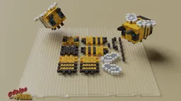 Pixel Art:  3D Hama Minecraft Bees