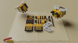 Detailed 3D pixel art bee model with beads for Minecraft DIY crafts.