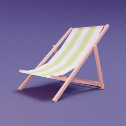 Blender-ready low-poly 3D model of a striped beach lounge chair for swimming-pool gaming scenes.