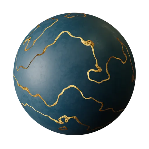 Luxurious PBR texture blending rich gold veins with deep blue for 3D modeling, ideal for elegant architectural visualizations.