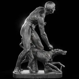 statue of Steel The Hunter And His Dog