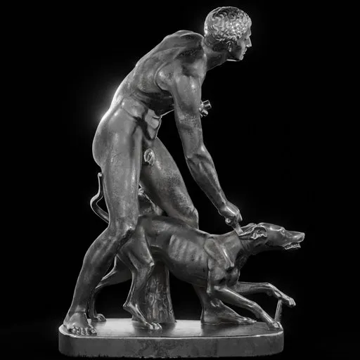 statue of Steel The Hunter And His Dog
